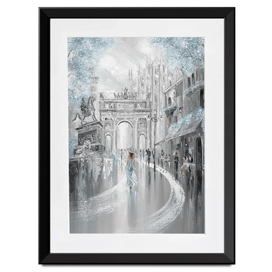 Sky Blue Milan Framed Art Print Sky Blue Milan Framed Art Print wall art product Isabella Karolewicz