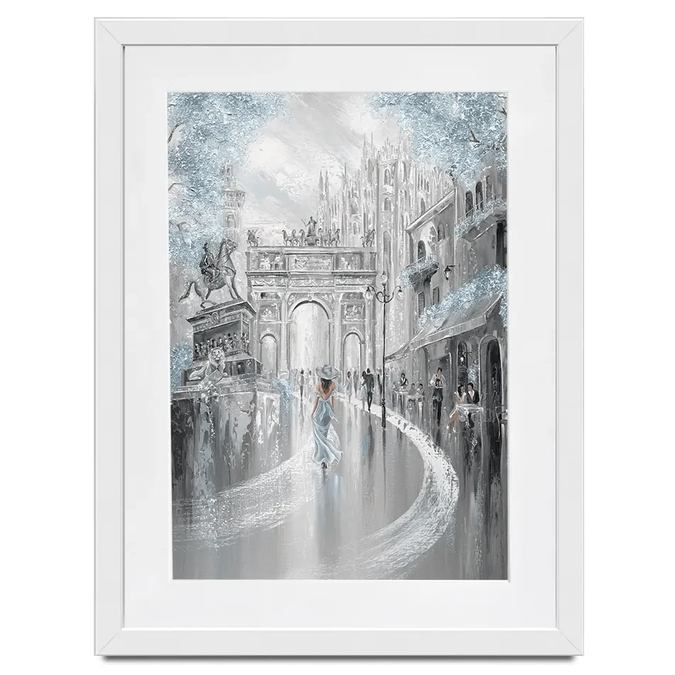 Sky Blue Milan Framed Art Print Sky Blue Milan Framed Art Print wall art product Isabella Karolewicz