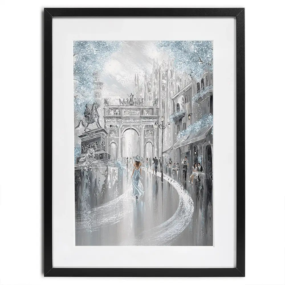 Sky Blue Milan Framed Art Print Sky Blue Milan Framed Art Print wall art product Isabella Karolewicz