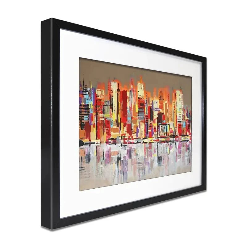Skyline Biege City Framed Art Print Skyline Biege City Framed Art Print wall art product Maria Moretti