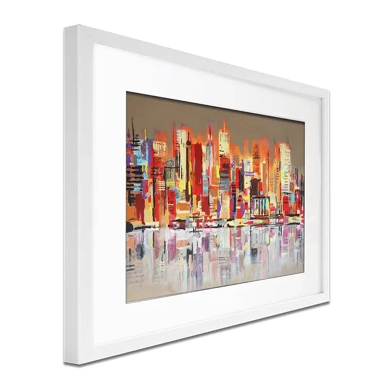 Skyline Biege City Framed Art Print Skyline Biege City Framed Art Print wall art product Maria Moretti