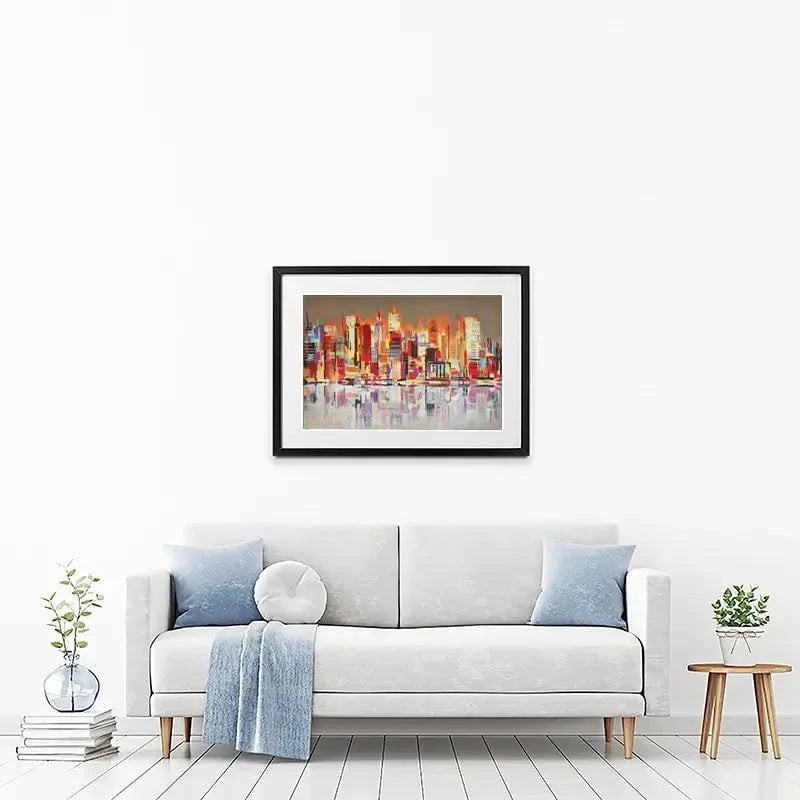 Skyline Biege City Framed Art Print Skyline Biege City Framed Art Print wall art product Maria Moretti