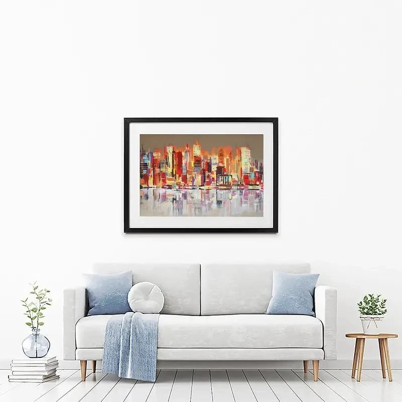 Skyline Biege City Framed Art Print Skyline Biege City Framed Art Print wall art product Maria Moretti