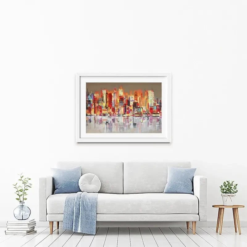 Skyline Biege City Framed Art Print Skyline Biege City Framed Art Print wall art product Maria Moretti