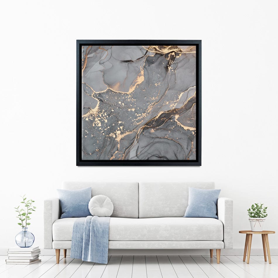 Slate Grey Marble Square Canvas Print wall art product Liliya Kulianionak / Shutterstock