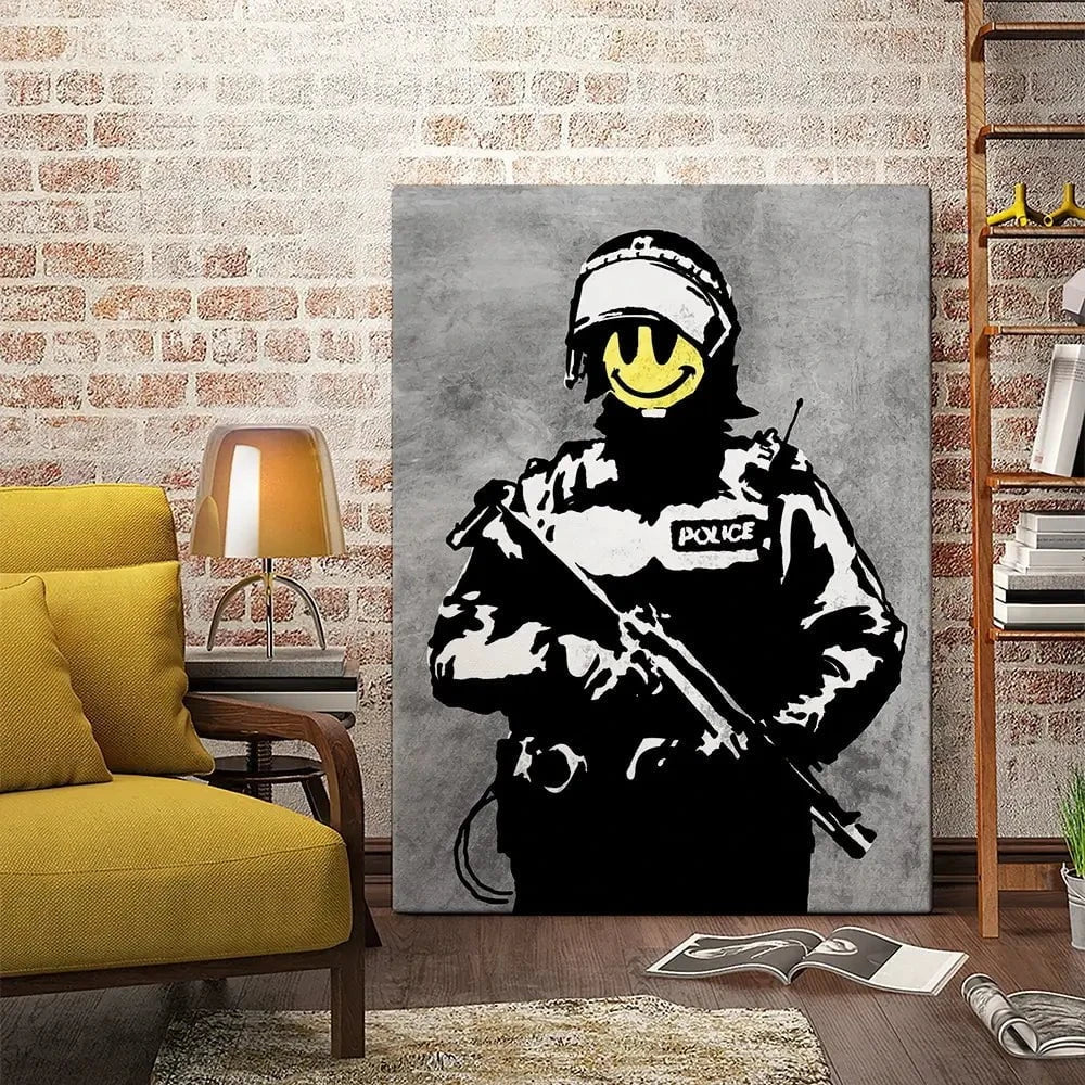 Smiley Copper Canvas Print Smiley Copper Canvas Print wall art product Banksy