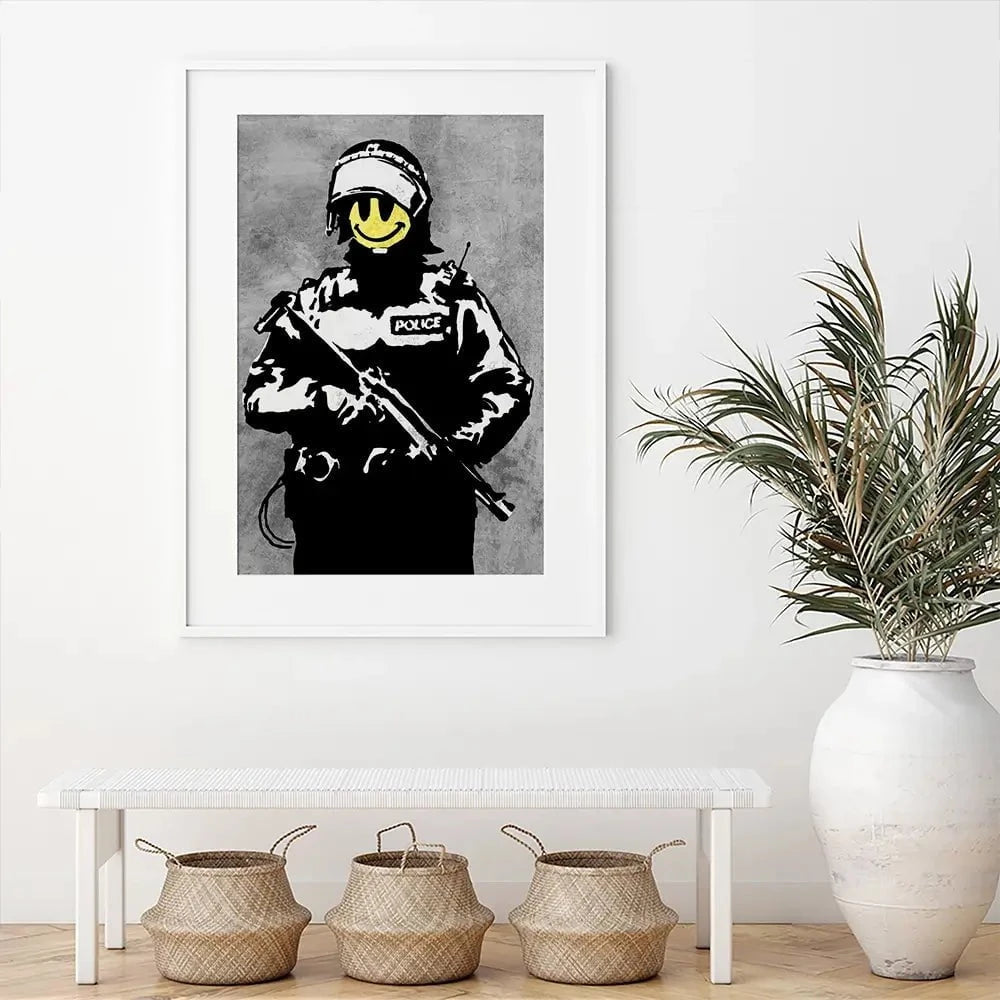 Smiley Copper Framed Art Print Smiley Copper Framed Art Print wall art product Banksy