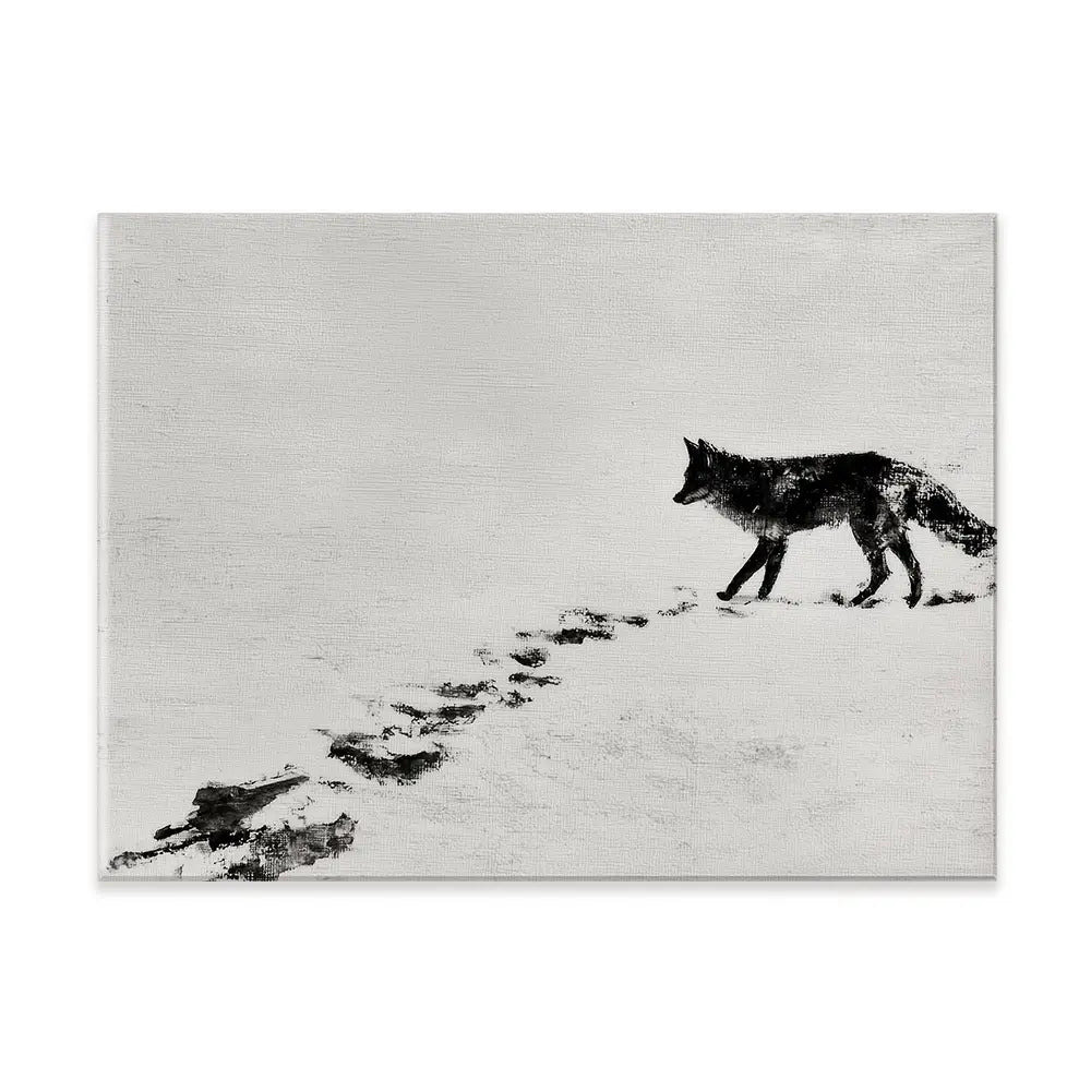 Snow Fox Trail Canvas Print Snow Fox Trail Canvas Print wall art product Chromatic Storm Studio