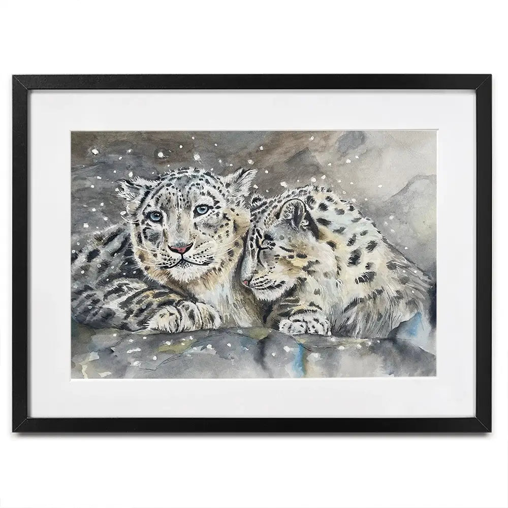 Snow Leopard Love Framed Art Print Snow Leopard Love Framed Art Print wall art product Karen Sutton