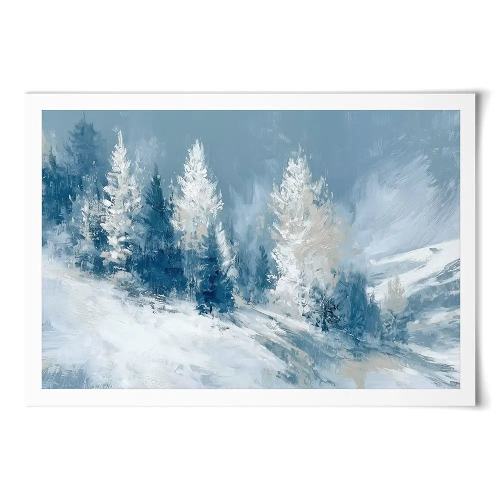 Snowy Pines On A Ridge Art Print Snowy Pines On A Ridge Art Print wall art product Chromatic Storm Studio