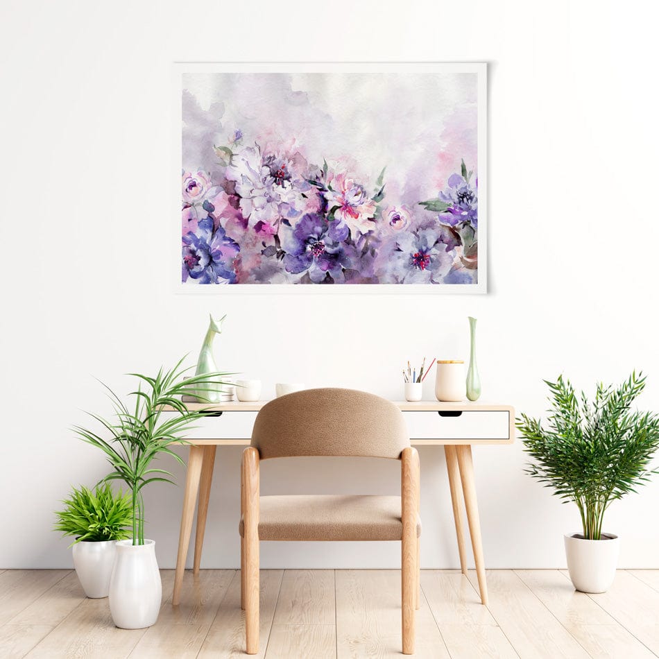 Soft Purple Florals Art Print wall art product / Shutterstock