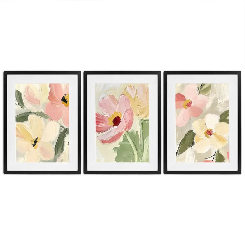 Soft Wildflowers Framed Art Print Trio Soft Wildflowers Framed Art Print Trio wall art product IAmHomeStudio