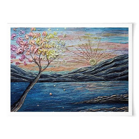Somewhere Peachy Blue Art Print Somewhere Peachy Blue Art Print wall art product Nada Khatib