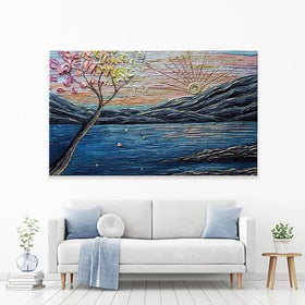 Somewhere Peachy Blue Canvas Print Somewhere Peachy Blue Canvas Print wall art product Nada Khatib