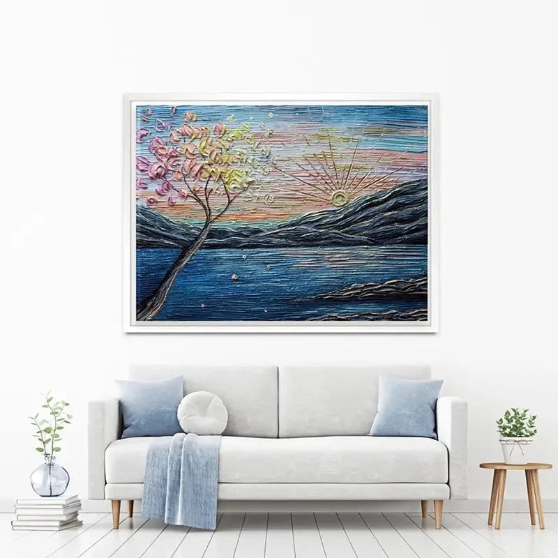 Somewhere Peachy Blue Canvas Print Somewhere Peachy Blue Canvas Print wall art product Nada Khatib