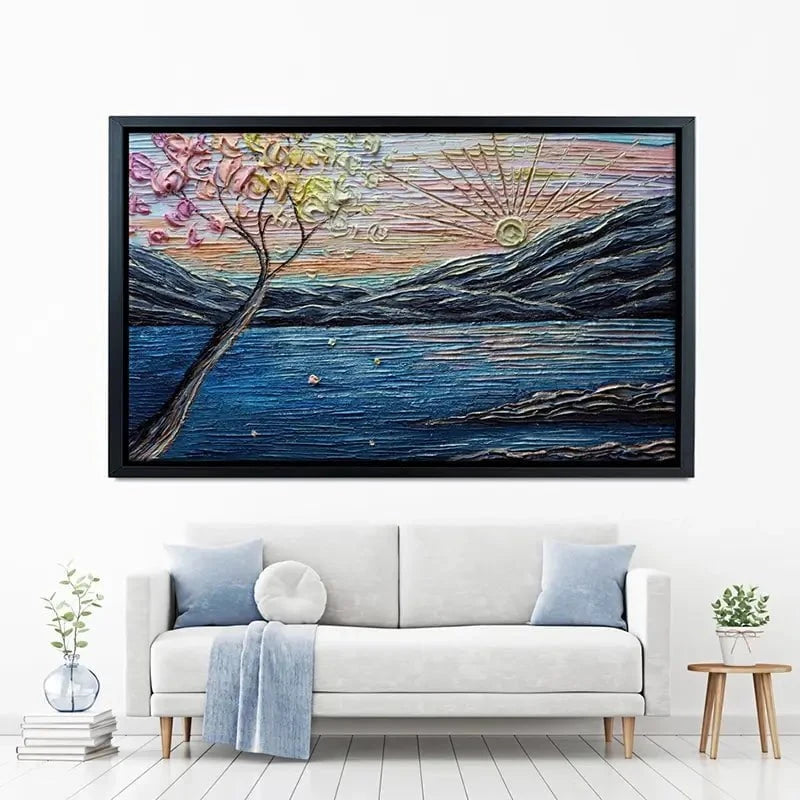 Somewhere Peachy Blue Canvas Print Somewhere Peachy Blue Canvas Print wall art product Nada Khatib