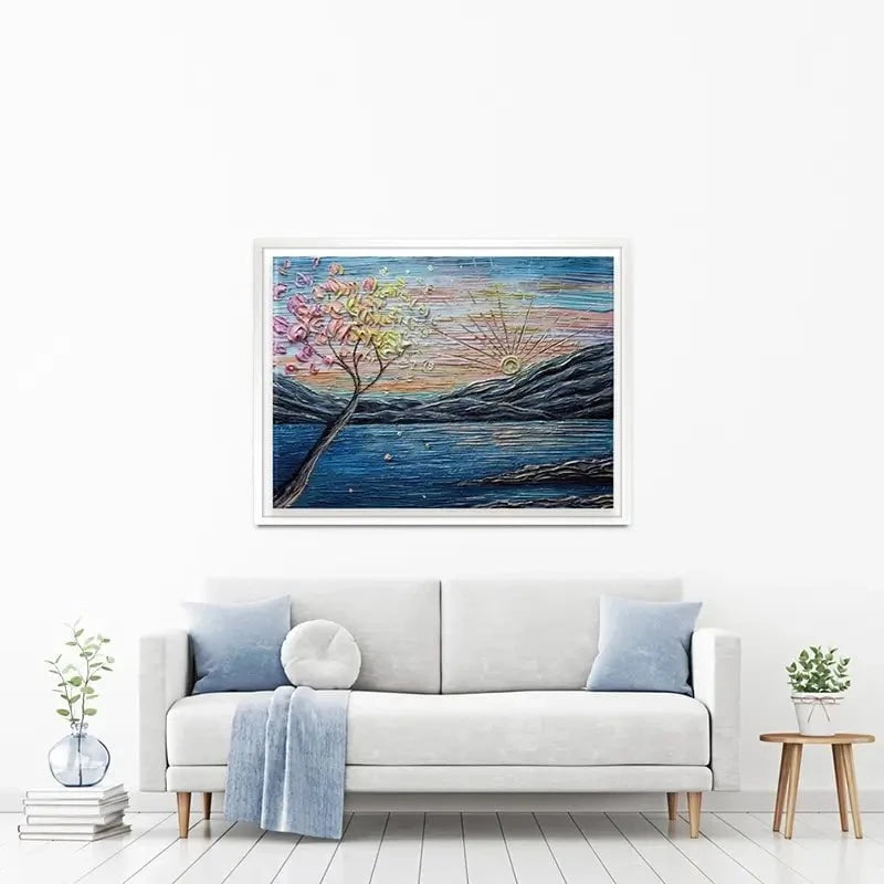 Somewhere Peachy Blue Canvas Print Somewhere Peachy Blue Canvas Print wall art product Nada Khatib