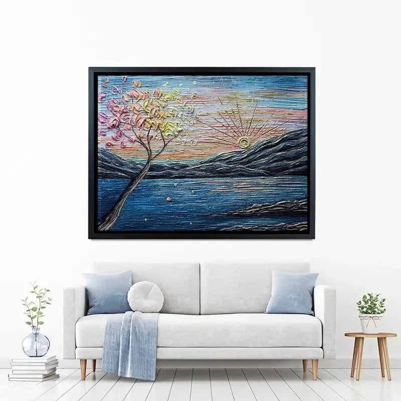 Somewhere Peachy Blue Canvas Print Somewhere Peachy Blue Canvas Print wall art product Nada Khatib