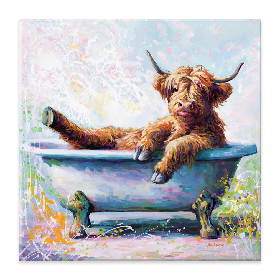 Splish Splash Baby Cow Canvas Print wall art product Leon Devenice