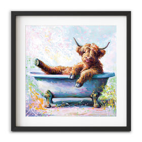 Splish Splash Baby Cow Framed Art Print wall art product Leon Devenice