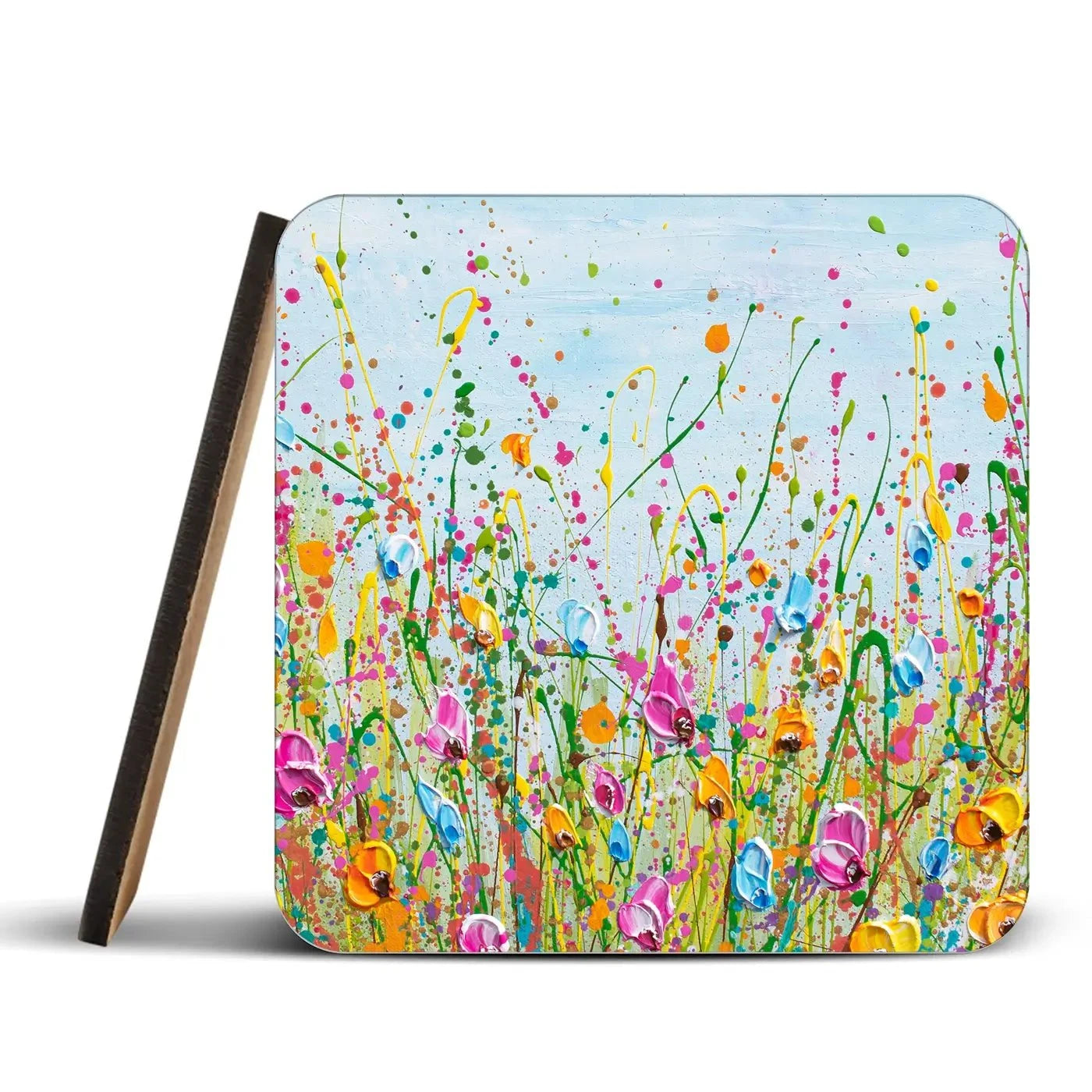 Spring Meadow Coaster Set Rainbow Soul Tree Coaster Set | Rainbow Soul Tree Art Coasters wall art product Olga Tkachyk