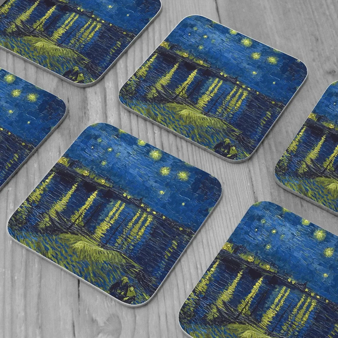 Starry Night Over The Rhône Coaster Set Starry Night Over The Rhône Coaster Set | Starry Night Coaster Design wall art product Vincent Van Gogh