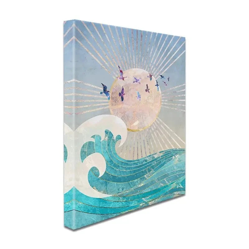 Sun Sea And Birds Canvas Print Sun Sea And Birds Canvas Print wall art product Sarah Manovski