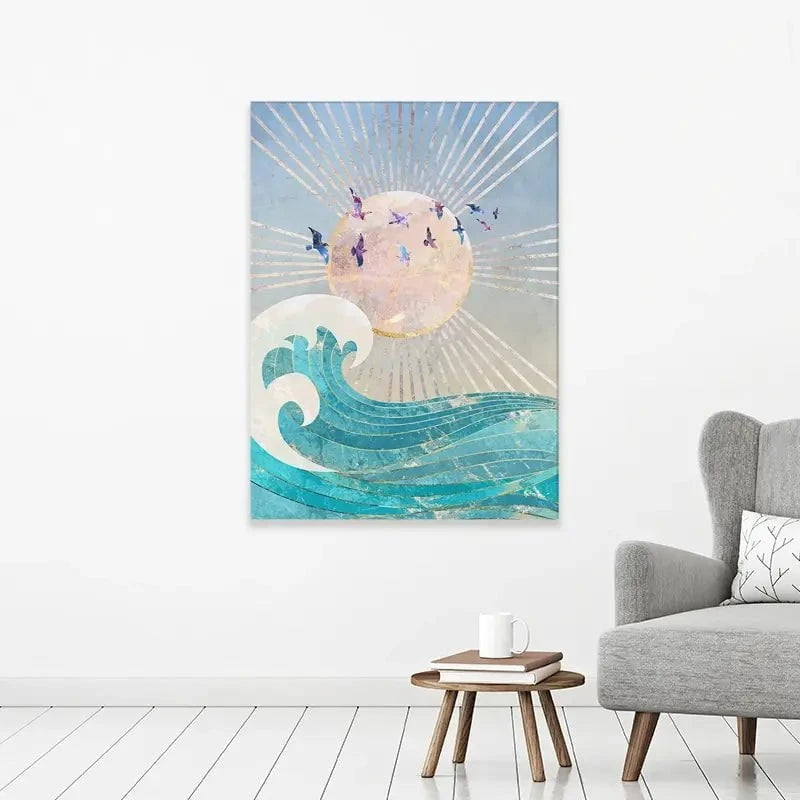 Sun Sea And Birds Canvas Print Sun Sea And Birds Canvas Print wall art product Sarah Manovski