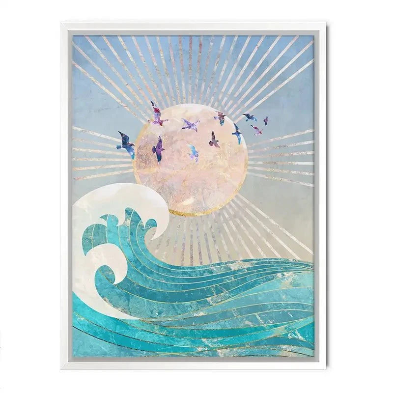 Sun Sea And Birds Canvas Print Sun Sea And Birds Canvas Print wall art product Sarah Manovski
