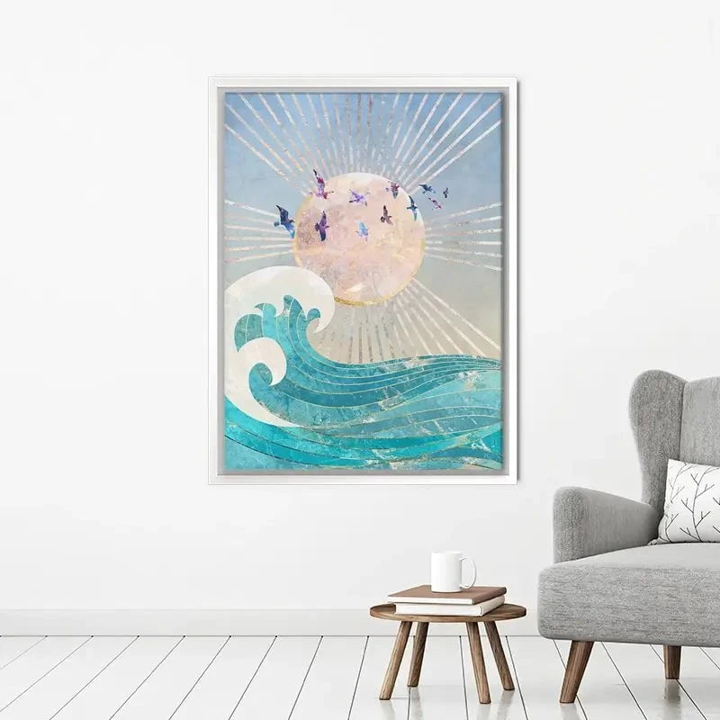 Sun Sea And Birds Canvas Print Sun Sea And Birds Canvas Print wall art product Sarah Manovski
