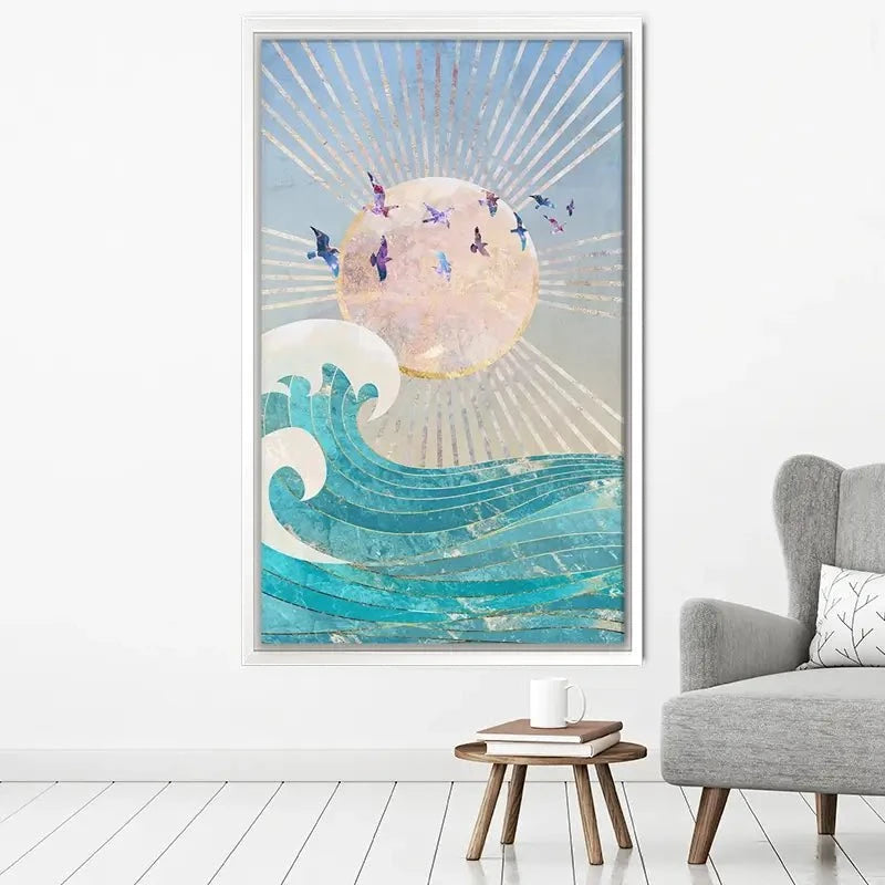 Sun Sea And Birds Canvas Print Sun Sea And Birds Canvas Print wall art product Sarah Manovski