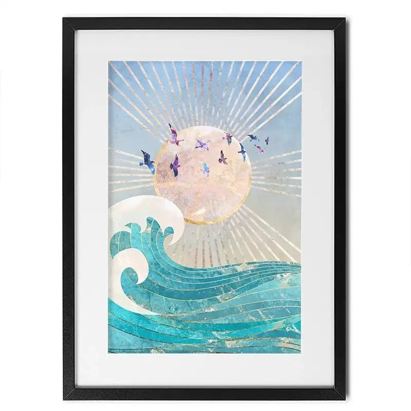 Sun Sea And Birds Framed Art Print Sun Sea And Birds Framed Art Print wall art product Sarah Manovski