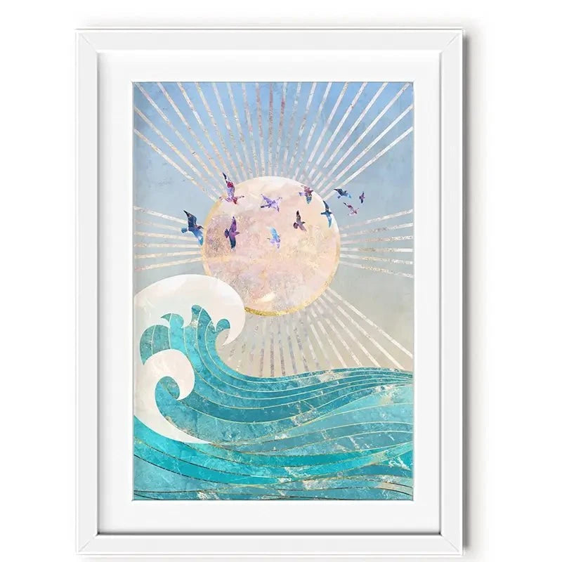 Sun Sea And Birds Framed Art Print Sun Sea And Birds Framed Art Print wall art product Sarah Manovski