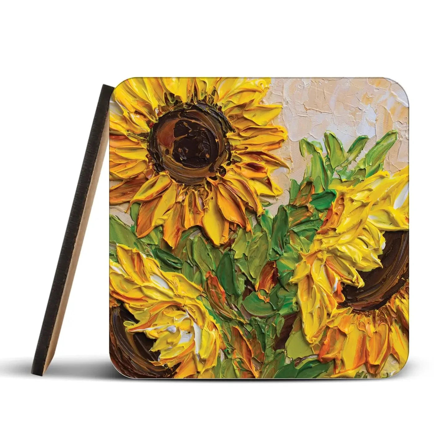 Sunflowers Warmth Coaster Set Rainbow Soul Tree Coaster Set | Rainbow Soul Tree Art Coasters wall art product Olga Tkachyk