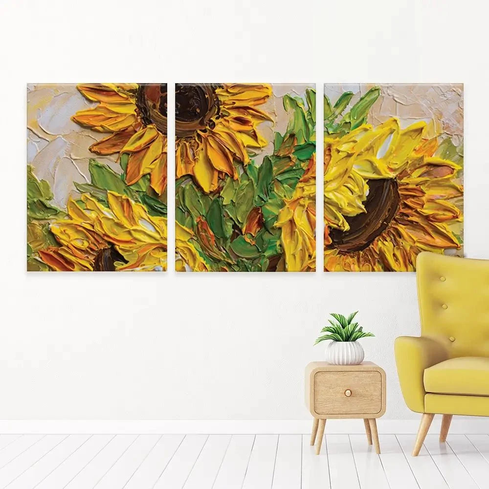 Sunflowers Warmth Trio Canvas Print Sunflowers Warmth Trio Canvas Print wall art product Olga Tkachyk
