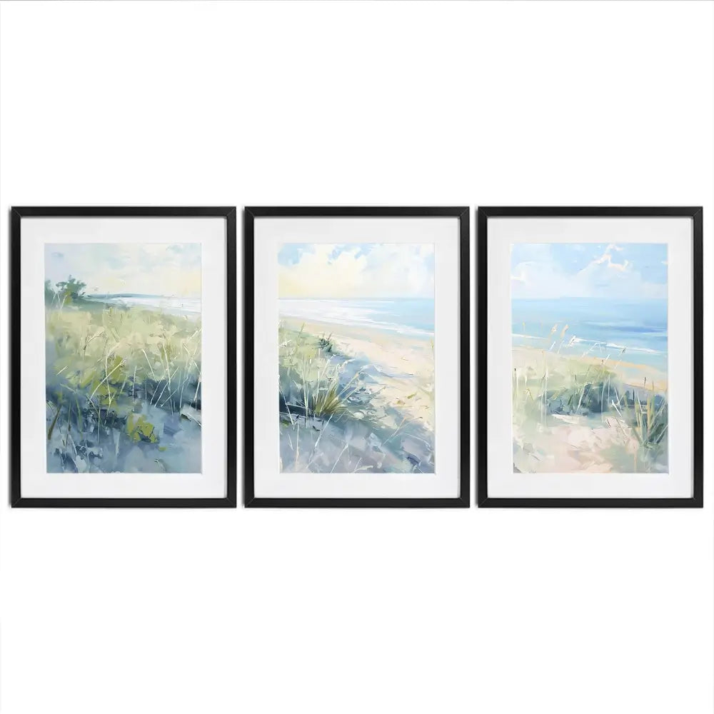 Sunny Day At The Coast Framed Art Print Trio Sunny Day At The Coast Framed Art Print Trio wall art product Gina Kelly - Independent