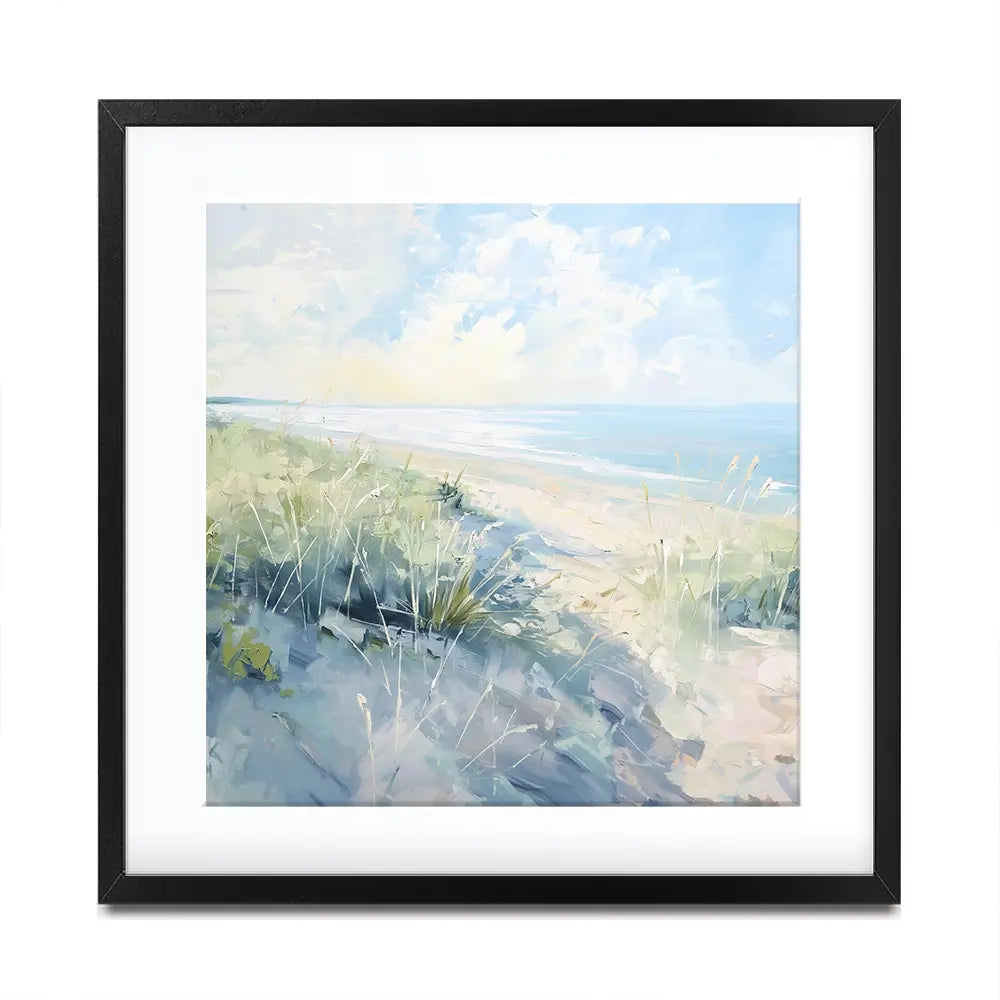 Sunny Day At The Coast Square Framed Art Print Sunny Day At The Coast Square Framed Art Print wall art product Gina Kelly - Independent