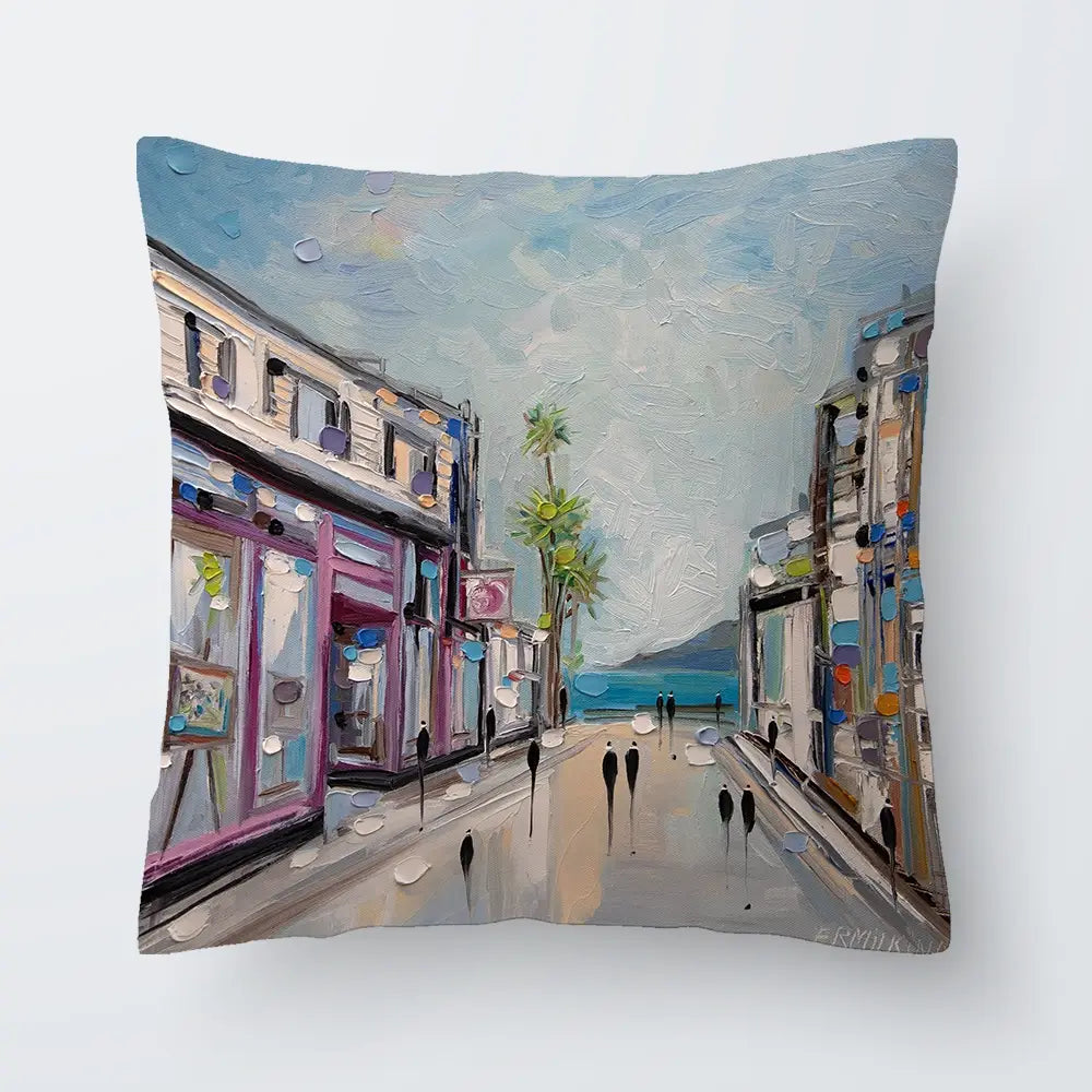 Sunny Shopping Day Cushion Sunny Shopping Day Cushion wall art product Ekaterina Ermilkina