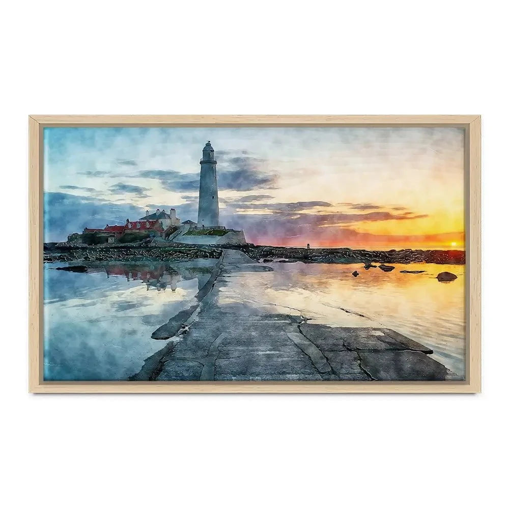 Sunrise Over A Lighthouse Canvas Print Sunrise Over A Lighthouse Canvas Print wall art product Helen Hotson / Shutterstock