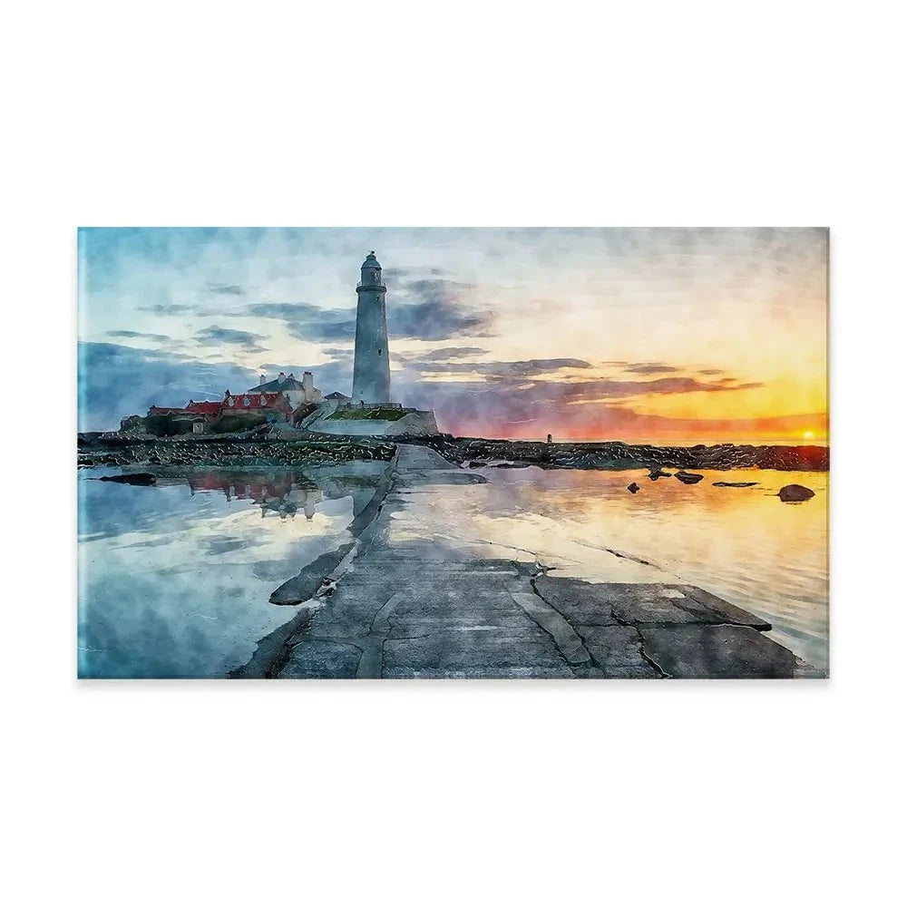 Sunrise Over A Lighthouse Canvas Print Sunrise Over A Lighthouse Canvas Print wall art product Helen Hotson / Shutterstock