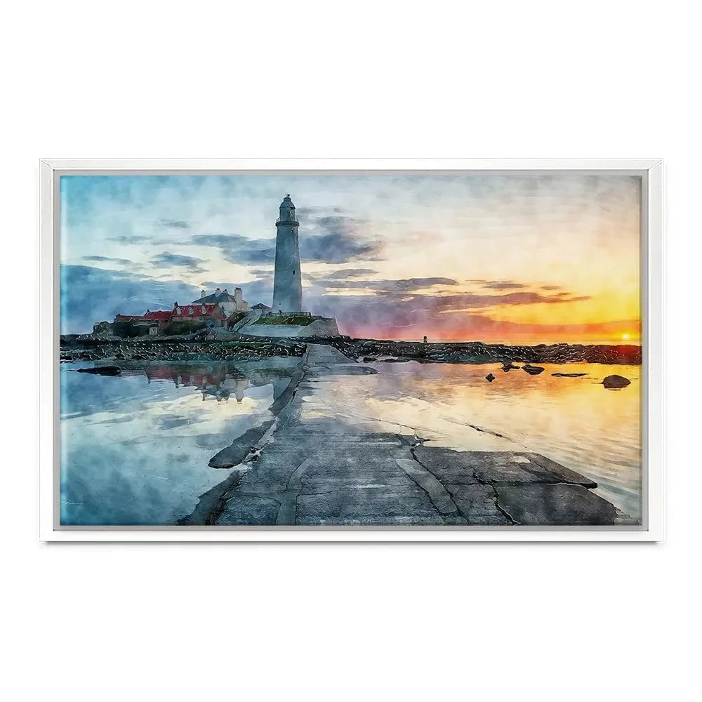 Sunrise Over A Lighthouse Canvas Print Sunrise Over A Lighthouse Canvas Print wall art product Helen Hotson / Shutterstock