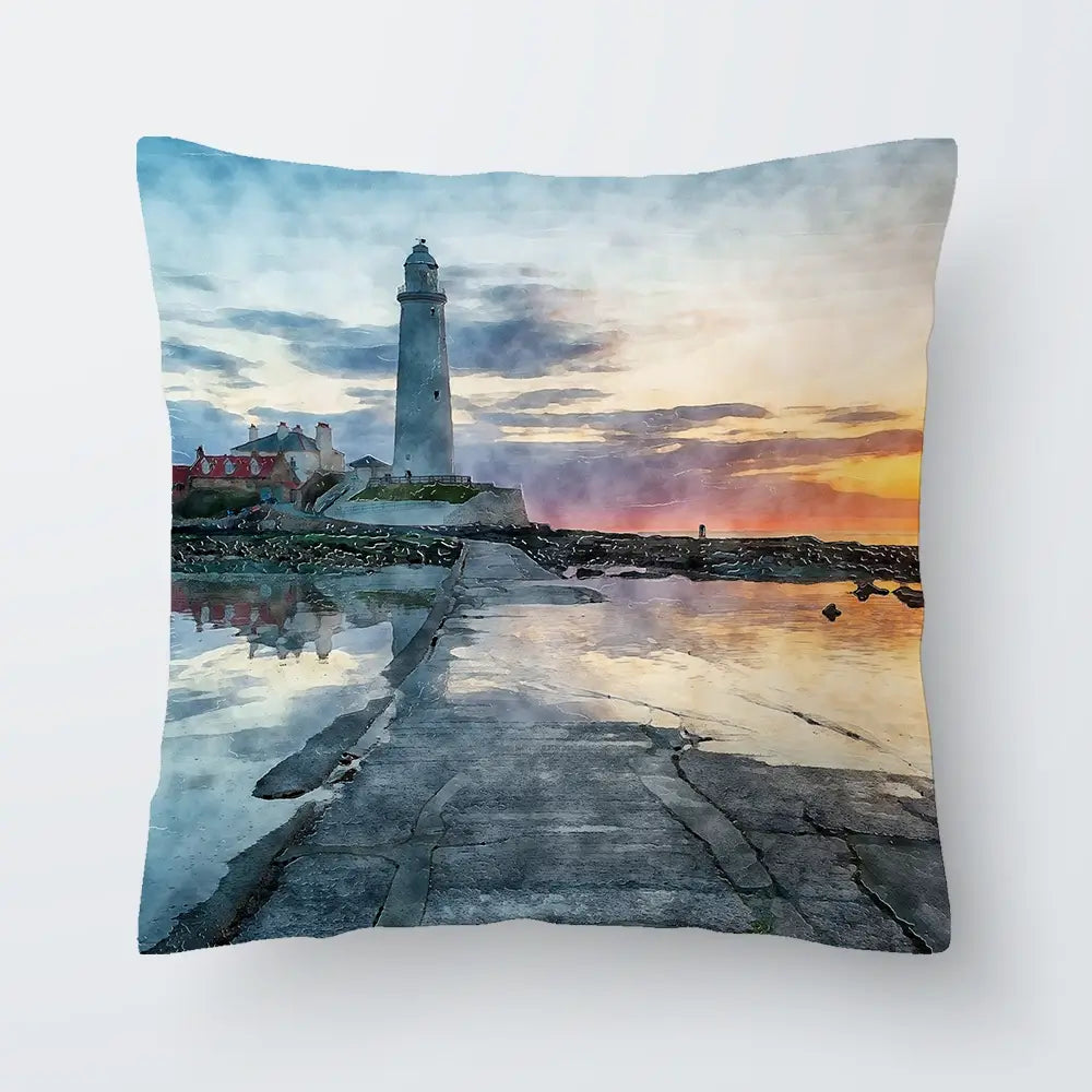 Sunrise Over A Lighthouse Cushion Sunrise Over A Lighthouse Cushion wall art product Helen Hotson / Shutterstock