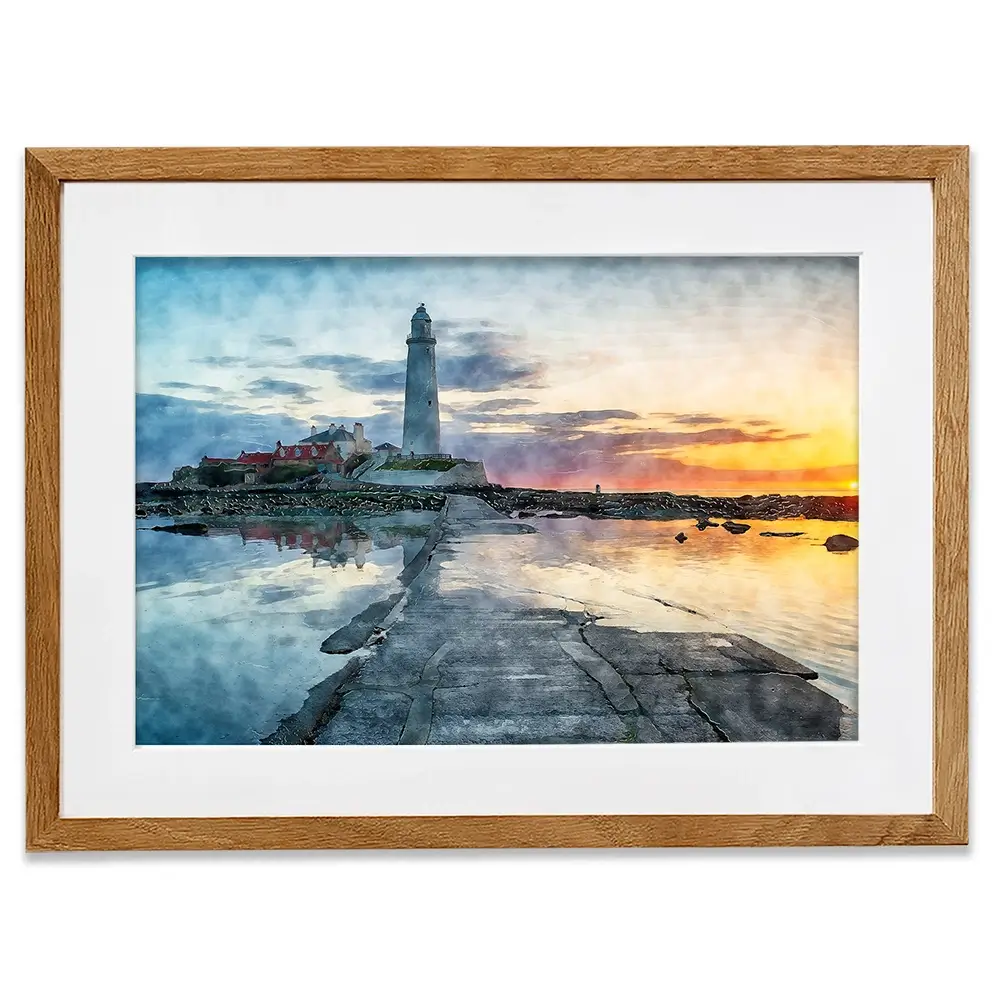 Sunrise Over A Lighthouse Framed Art Print Sunrise Over A Lighthouse Framed Art Print wall art product Helen Hotson / Shutterstock