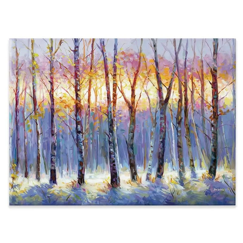 Sunrise Over The Birch Tree Forest Canvas Print Sunrise Over The Birch Tree Forest Canvas Print wall art product Leon Devenice