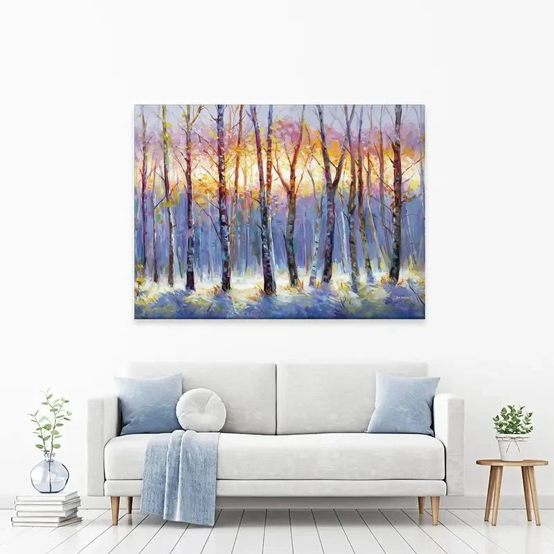 Sunrise Over The Birch Tree Forest Canvas Print Sunrise Over The Birch Tree Forest Canvas Print wall art product Leon Devenice