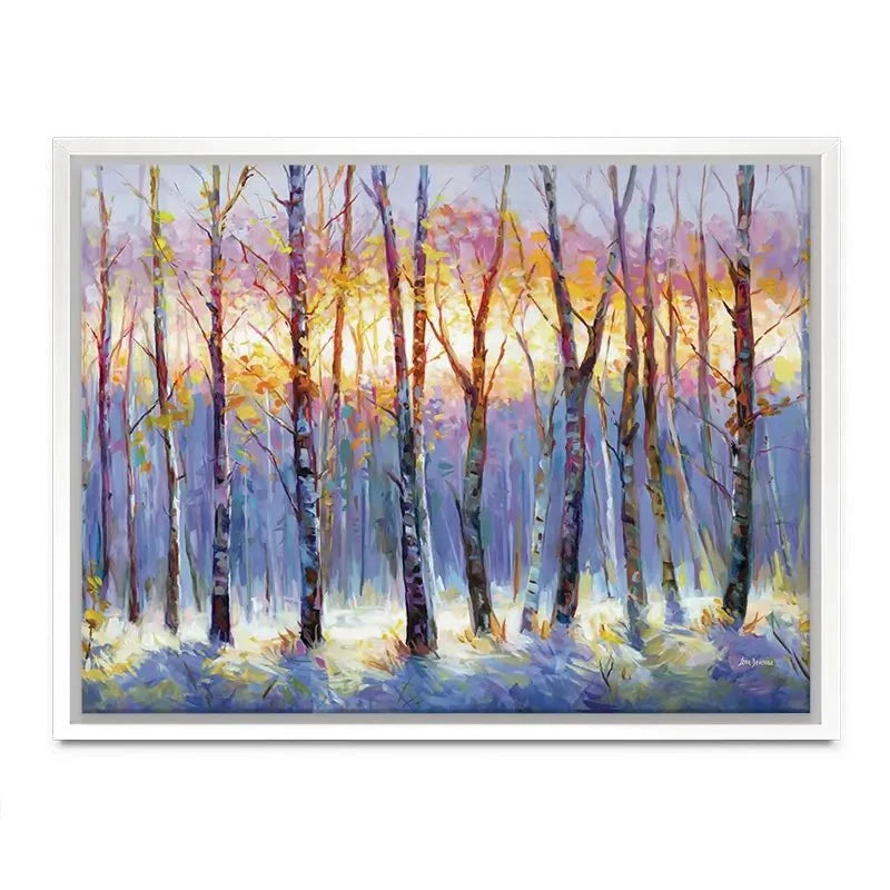 Sunrise Over The Birch Tree Forest Canvas Print Sunrise Over The Birch Tree Forest Canvas Print wall art product Leon Devenice