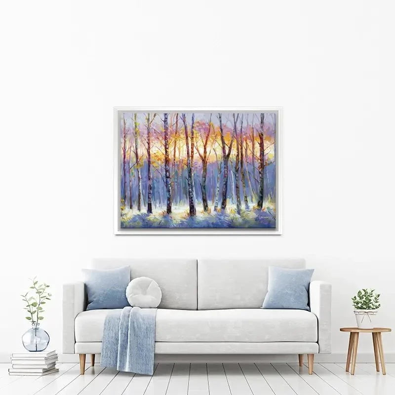 Sunrise Over The Birch Tree Forest Canvas Print Sunrise Over The Birch Tree Forest Canvas Print wall art product Leon Devenice