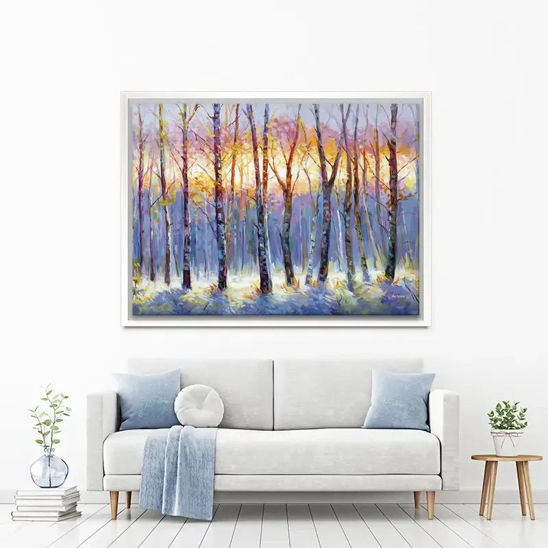 Sunrise Over The Birch Tree Forest Canvas Print Sunrise Over The Birch Tree Forest Canvas Print wall art product Leon Devenice