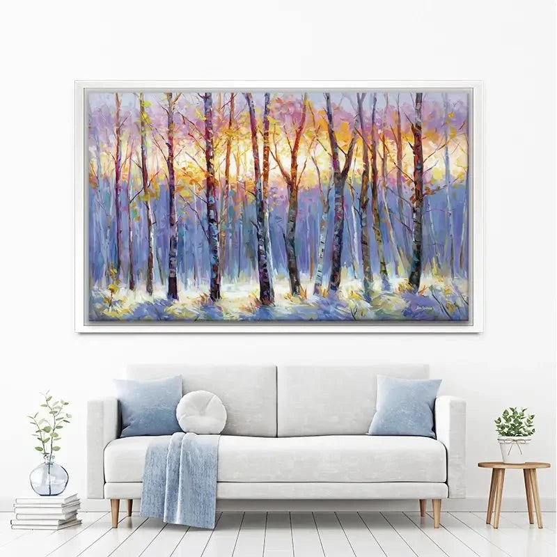 Sunrise Over The Birch Tree Forest Canvas Print Sunrise Over The Birch Tree Forest Canvas Print wall art product Leon Devenice