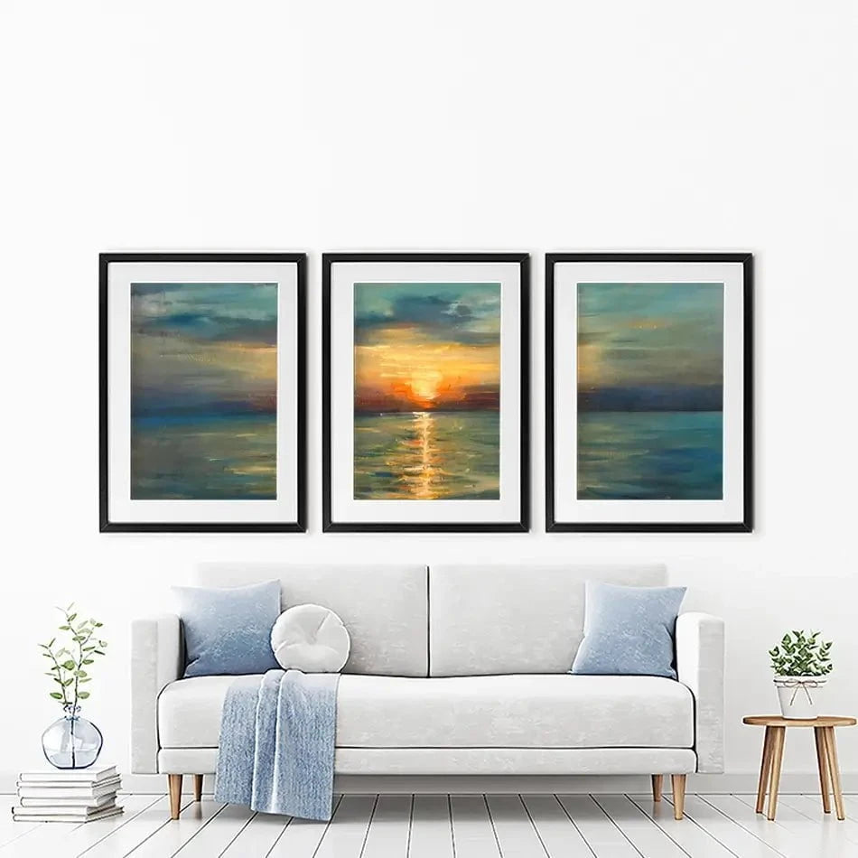 Sunrise Over The Sea Framed Art Print Trio Sunrise Over The Sea Framed Art Print Trio wall art product OlgaOsa / Shutterstock